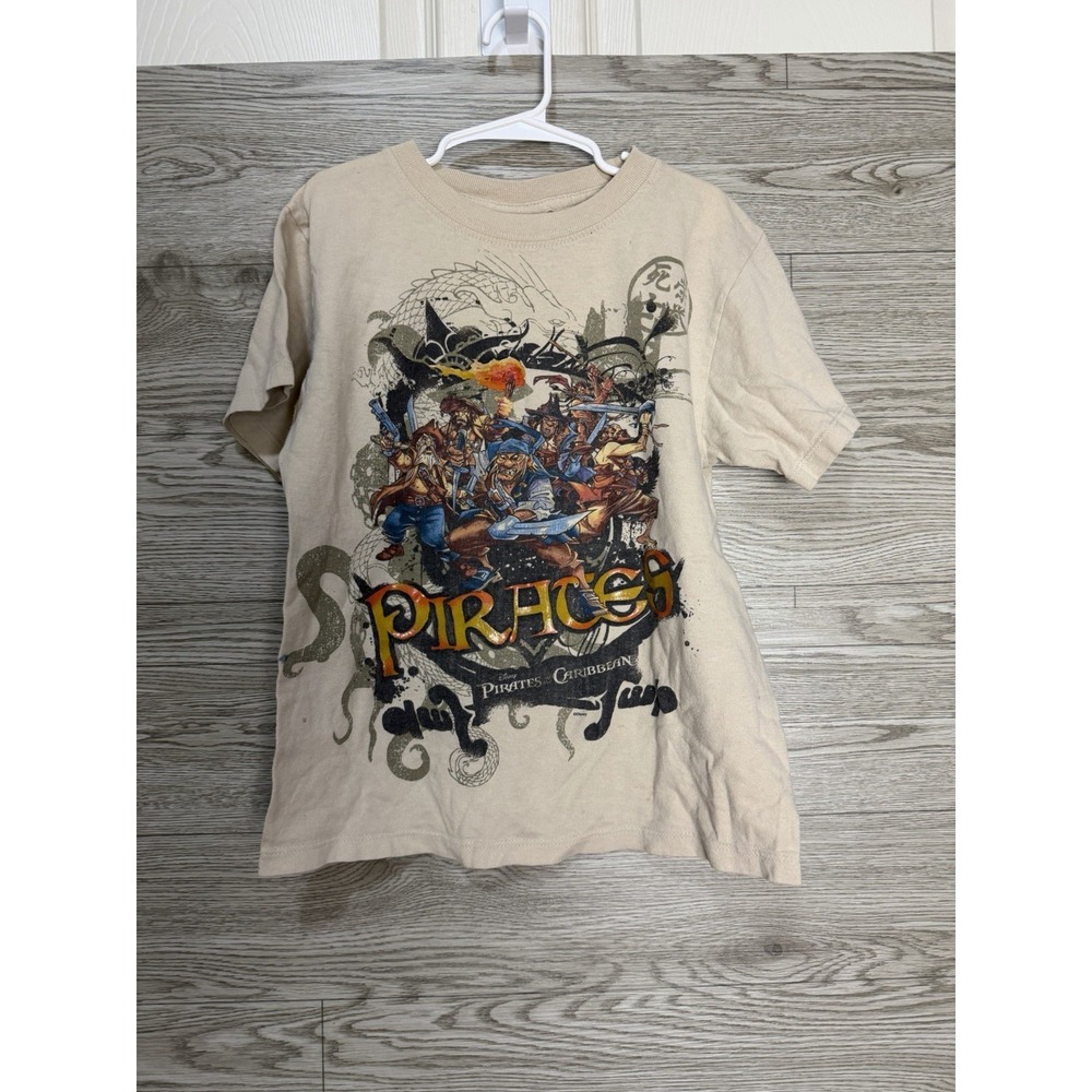 Vintage Y2K Disney Pirates of the Caribbean Kids T Shirt Size 7/8 (Stains) - Picture 12 of 15